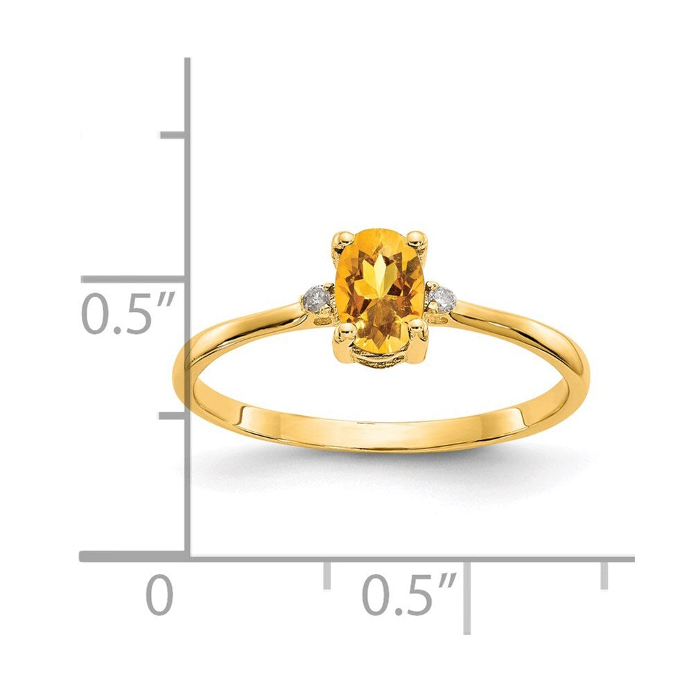 14K Yellow Gold Diamond & Citrine Birthstone Ring