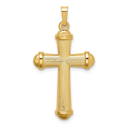 14k Yellow Gold Hollow Polished Cross