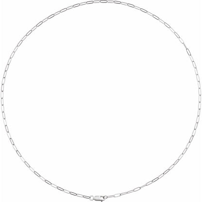 14k White Gold 2.1 mm Paperclip 20" Chain Necklace Fine Gift for Women