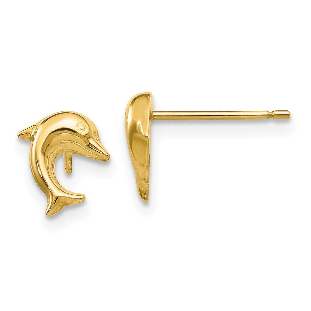 14k Yellow Gold Small Dolphin Earrings