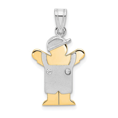 14k Two-Tone Gold AA Diamond Kid Pendant