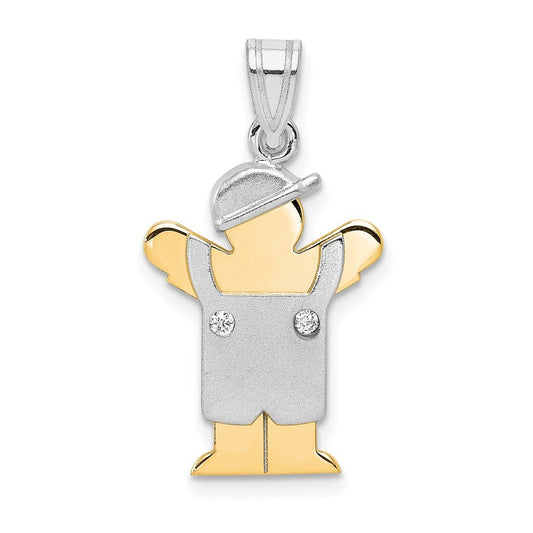 14k Two-Tone Gold AA Diamond Kid Pendant