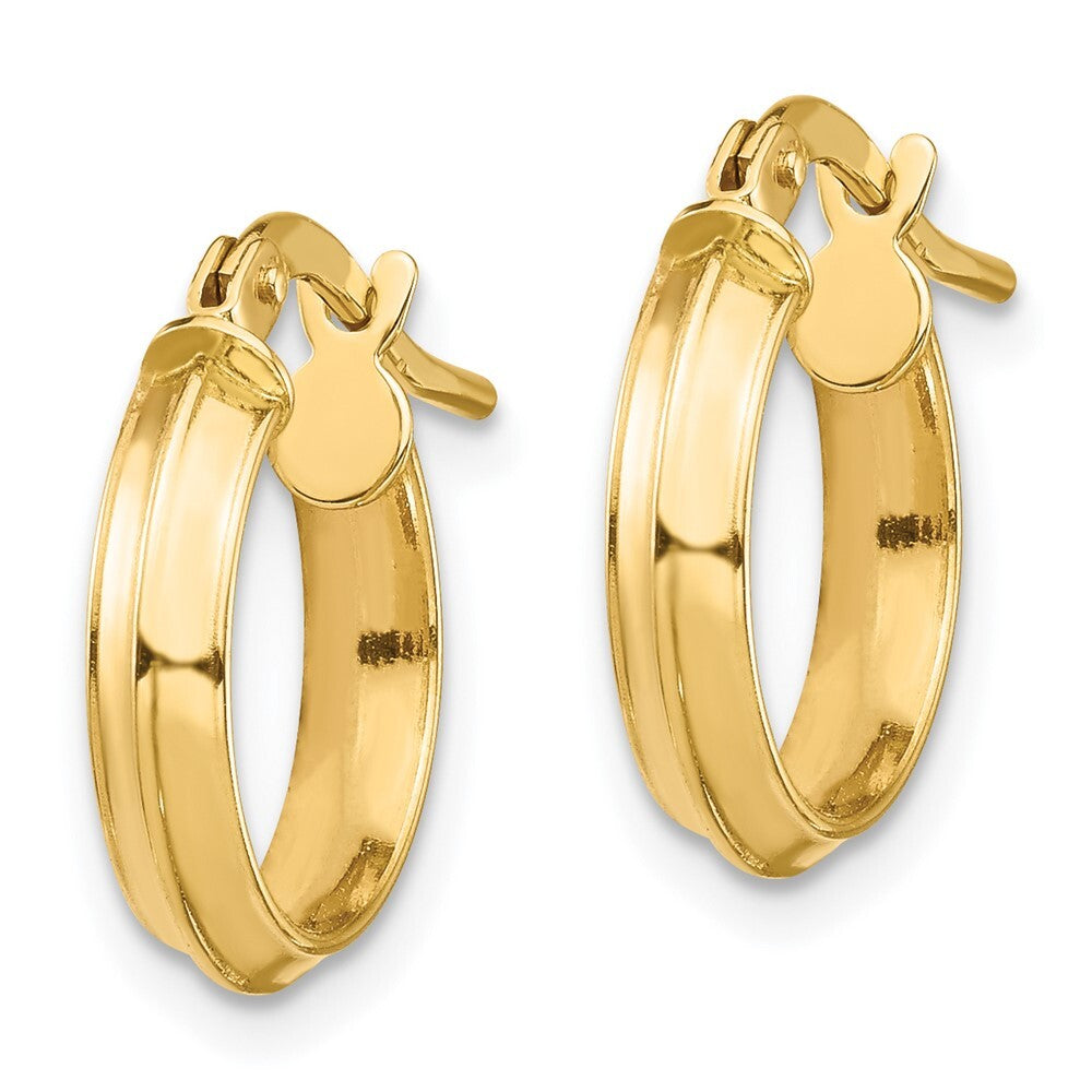 14k Yellow Gold Polished Small 3mm Hoop Earrings Gift for Women