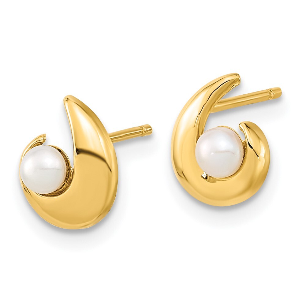 14k Yellow Gold Polished 3.5mm Freshwater Cultured Pearl Stud Earrings