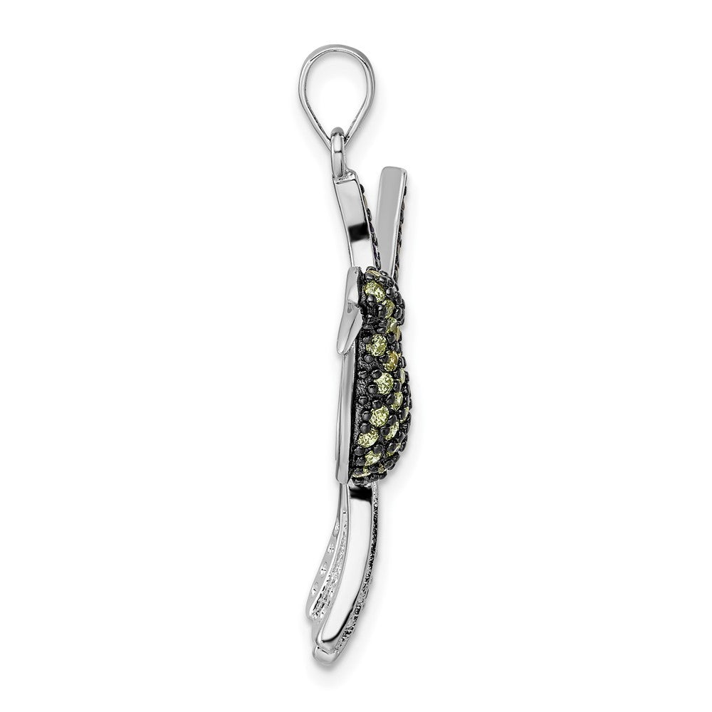 Sterling Silver Multicolor Cubic Zirconia Hummingbird Pendant