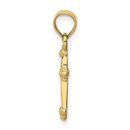14k Yellow Gold Small Cross Charm Pendant for Women