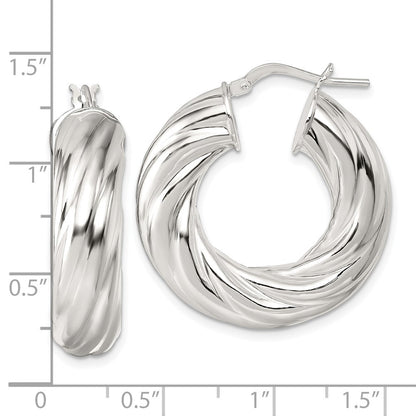 Sterling Silver Polished 8mm Twisted Tube Hoop Earrings