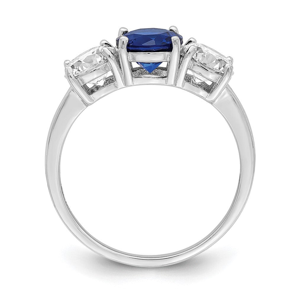 Sterling Silver Lab Created Spinel/Cubic Zirconia 3 Stone Ring SZ 7