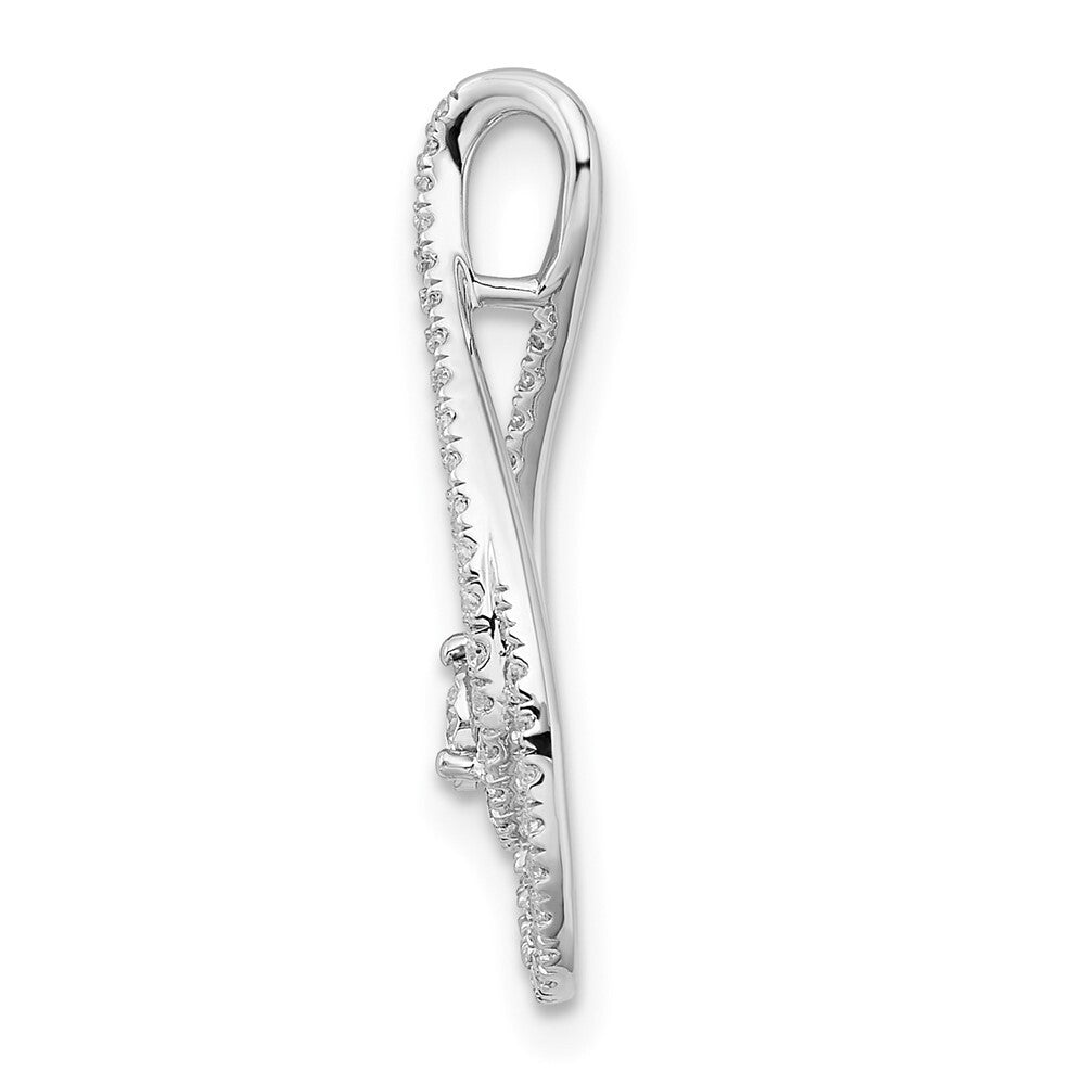 14k White Gold Diamond Teardrop Chain Slide Pendant for Women