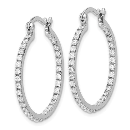 Sterling Silver Rhodium-plated Cubic Zirconia IN/OUT Hoop Earrings