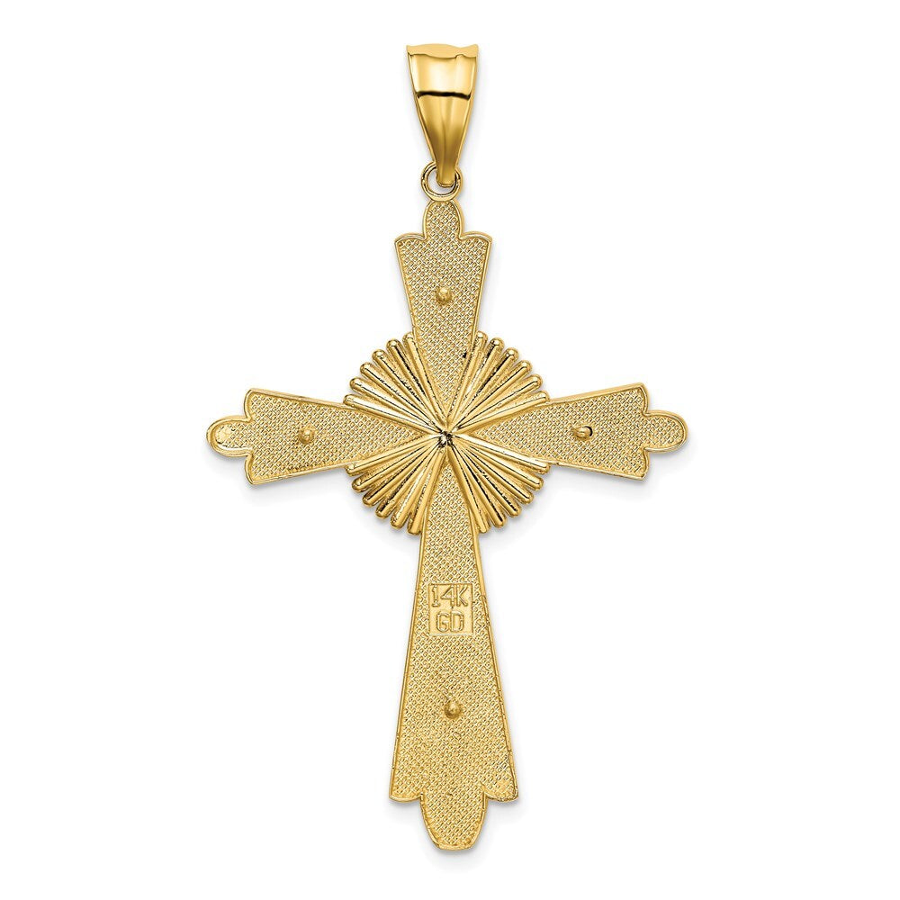 14k Two-tone Gold Polished Cross Pendant for Women