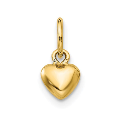 14k Yellow Gold Polished 3-D Puffed Heart Charm