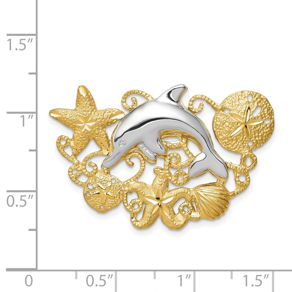 14k Two-Tone Gold Sea Life Fits 5mm 6mm Slide