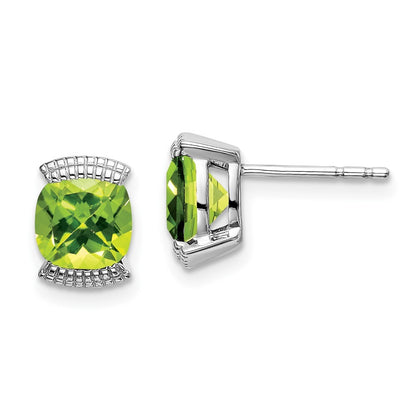 14k White Gold Peridot Stud Earrings