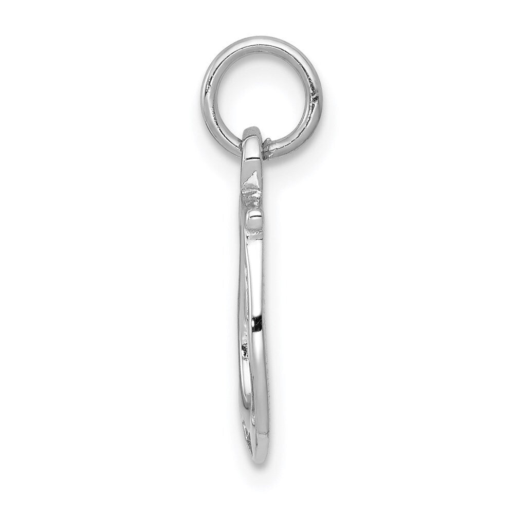 14k White Gold Solid Polished Horseshoe Charm Pendant for Women