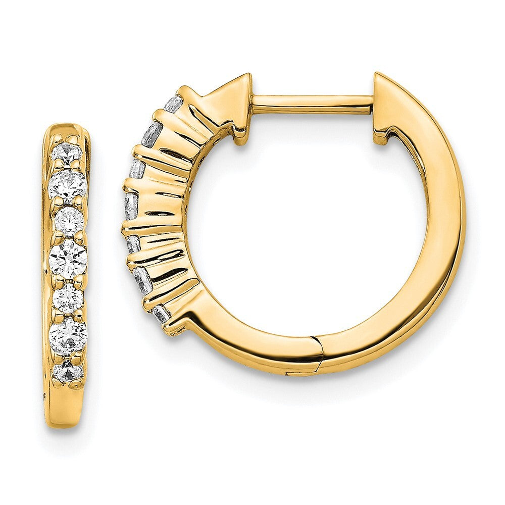 14k Yellow Gold Diamond Hinged Hoop Earrings