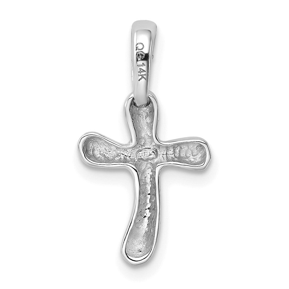 14k White Gold Small Freeform Cross Pendant for Women