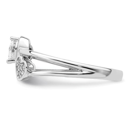 Sterling Silver Rhodium plated CZ Hearts Ring Size 7