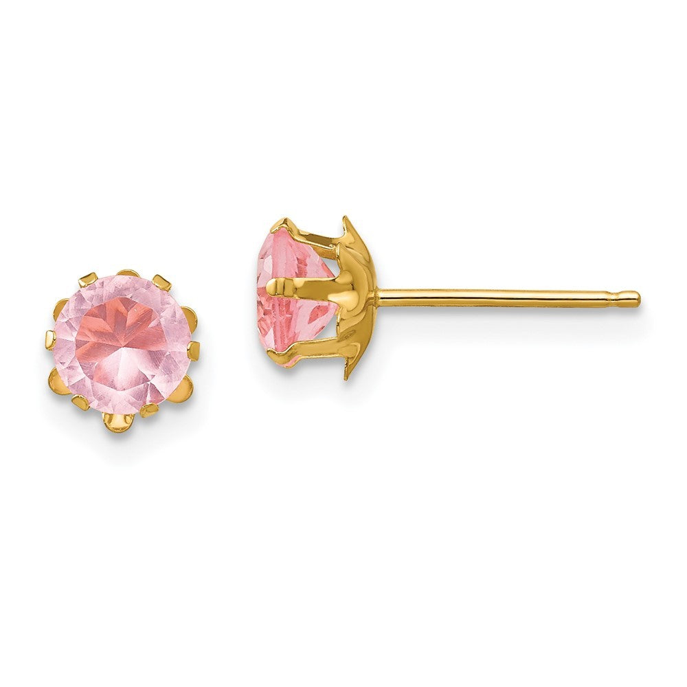 14k Yellow Gold Madi K 5mm CZ Birthstone (Oct) Earrings
