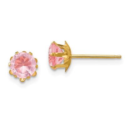 14k Yellow Gold Madi K 5mm CZ Birthstone (Oct) Earrings