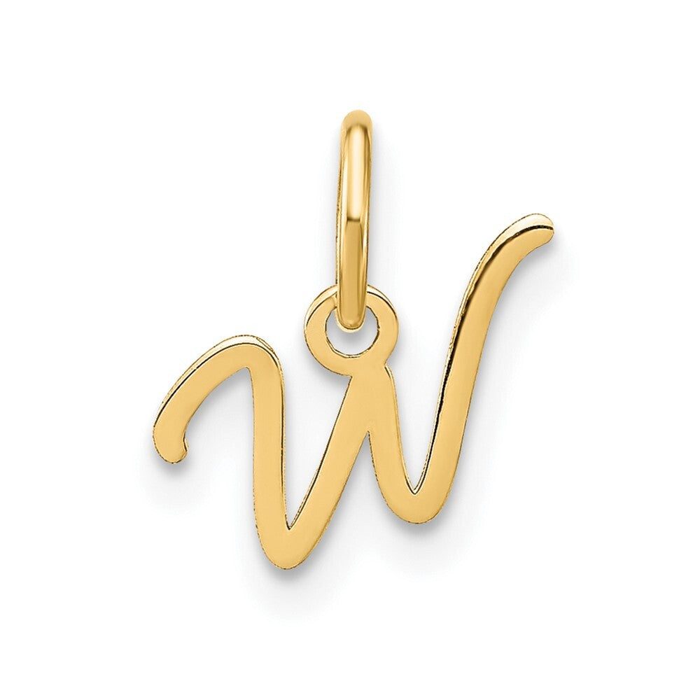 14k Yellow Gold Upper case Letter W Initial Charm Pendant for Women