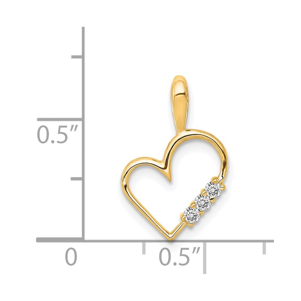 14k Yellow Gold AA 1/20ct. Diamond Heart Pendant for Women