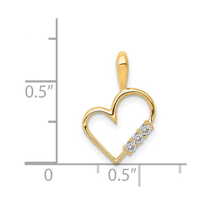 14k Yellow Gold AA 1/20ct. Diamond Heart Pendant for Women