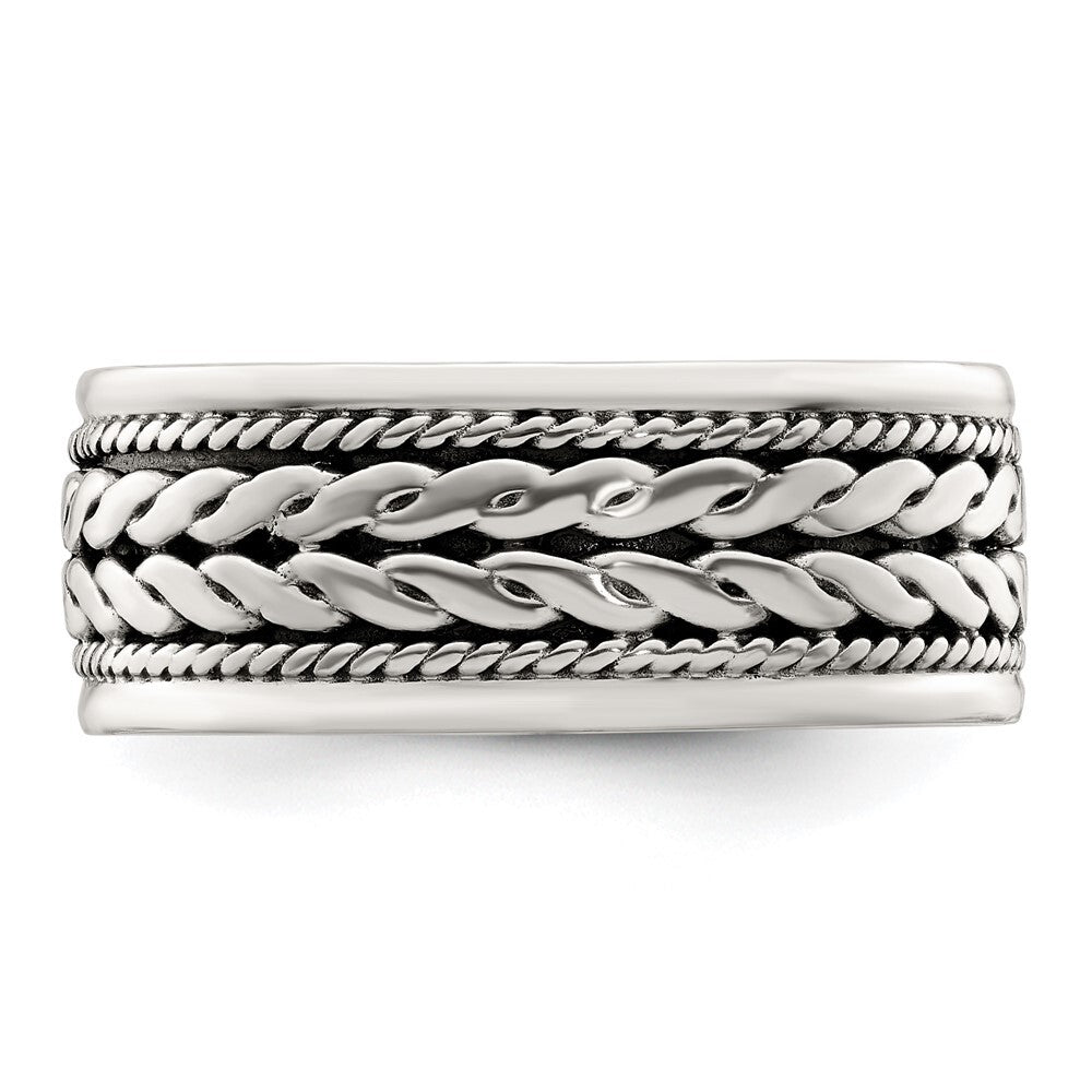 Sterling Silver Antiqued Rope Design Ring Size 10