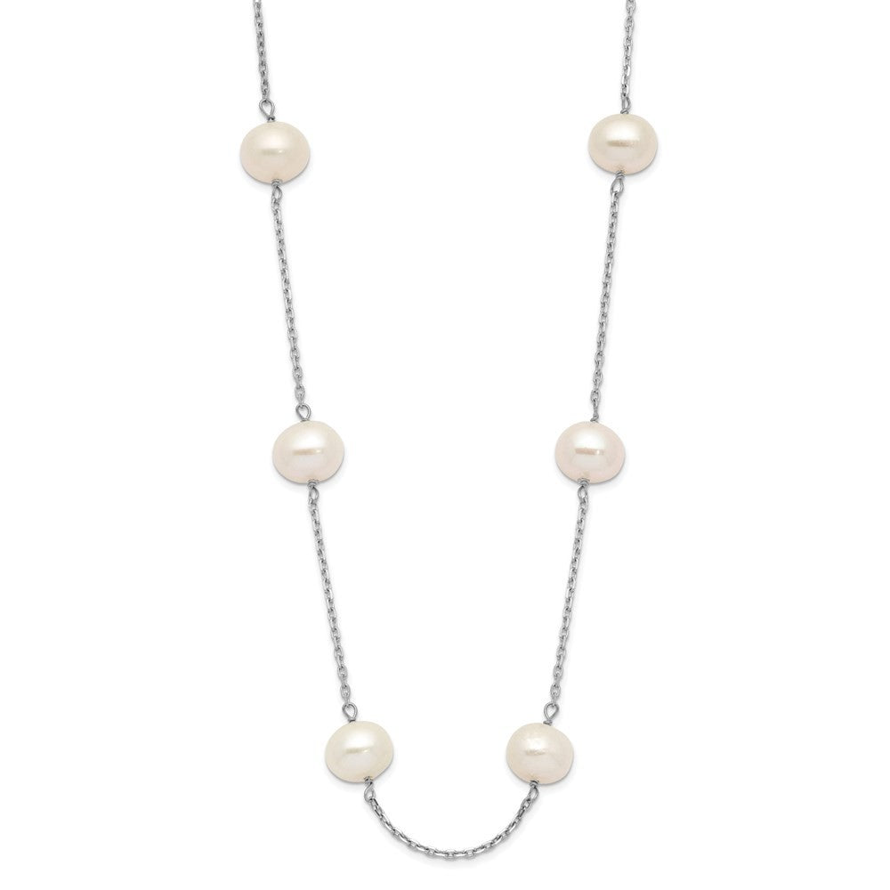 14k White Gold 6-7mm White Freshwater Cultured Pearl 12-Station 16 inch Necklace