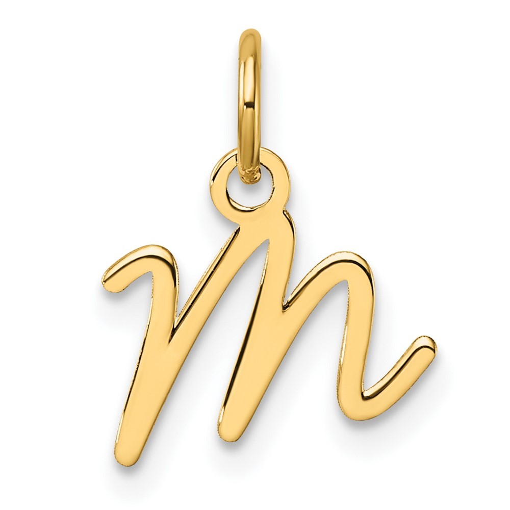 14k Yellow Gold Uppercase Letter M Initial Charm Pendant