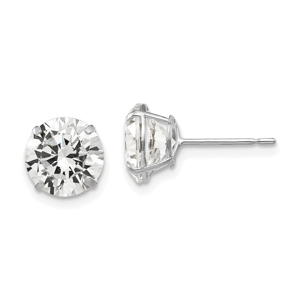14k White Gold 8mm Round CZ Earrings