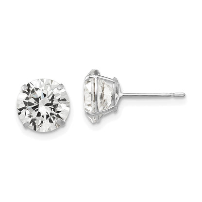 14k White Gold 8mm Round CZ Earrings