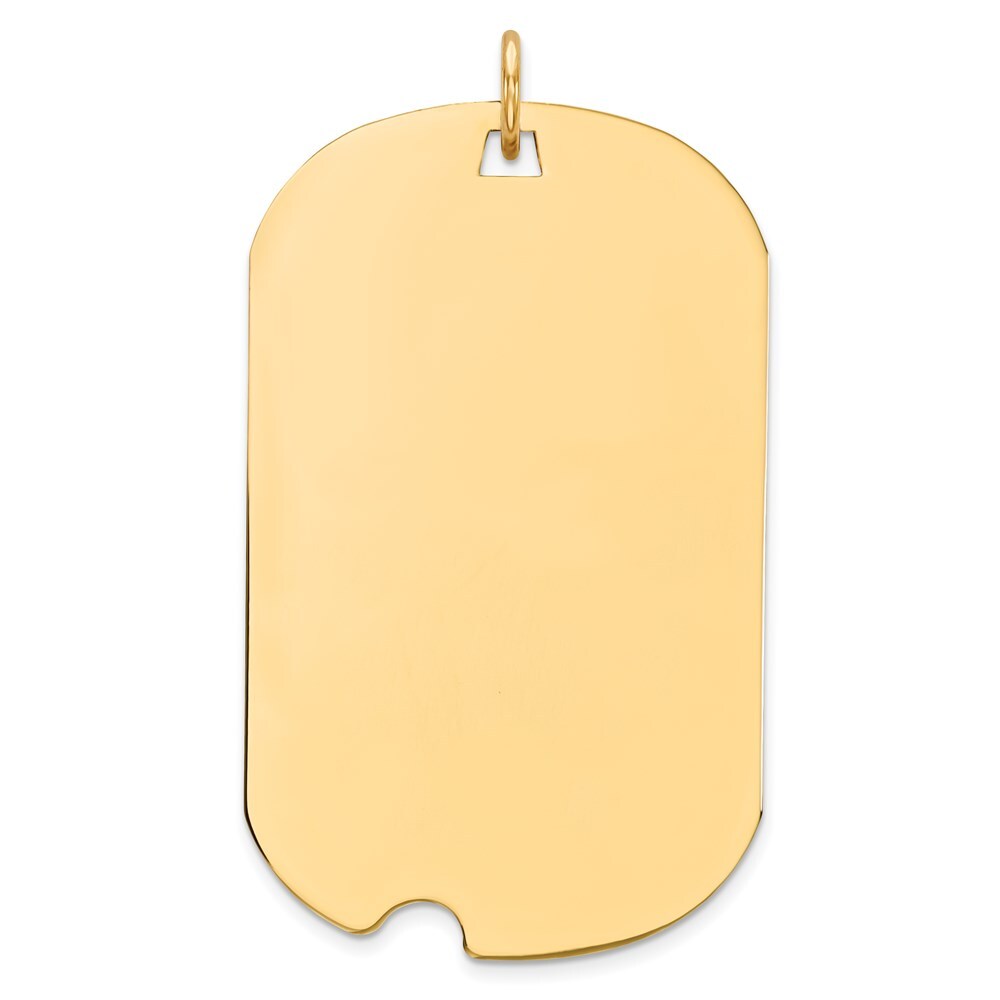 14k Yellow Gold Plain .013 Gauge Engraveable Dog Tag Notch Disc Charm Pendant