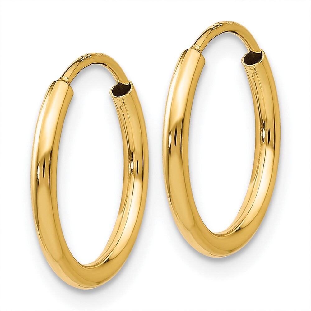 14k Yellow Gold 1.5mm Polished Round Endless Hoop Earrings Gift for Women
