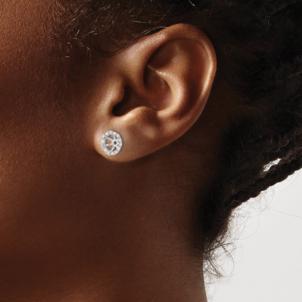 14k White Gold Diamond Earring Jackets Gift for Women