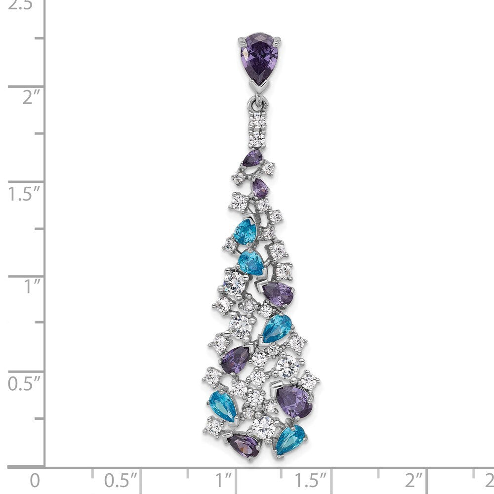 Sterling Silver Polished White/Blue/Purple Cubic Zirconia Pendant