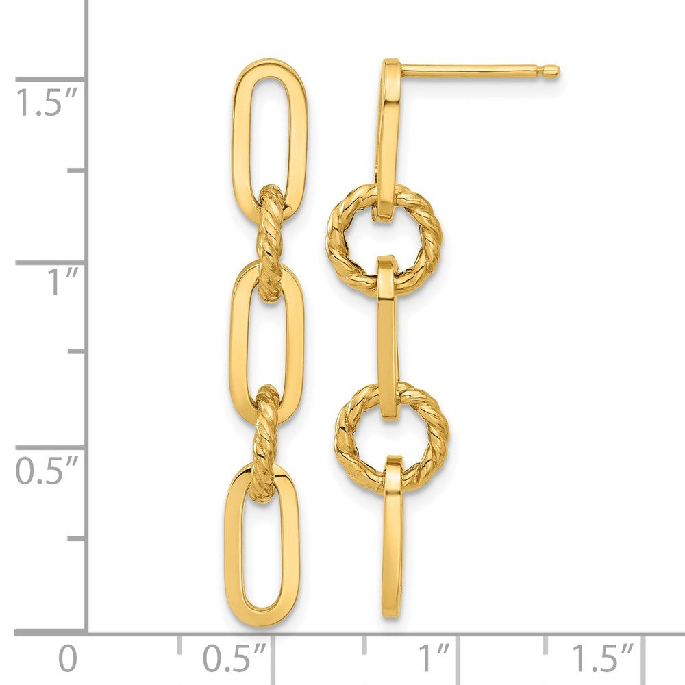 14k Yellow Gold Polished Chain Link Dangle Earrings