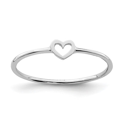 14K White Gold Polished Heart Ring Size 7