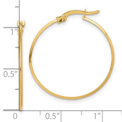 14k Yellow Gold Polished Knife Edge Hoop Earrings