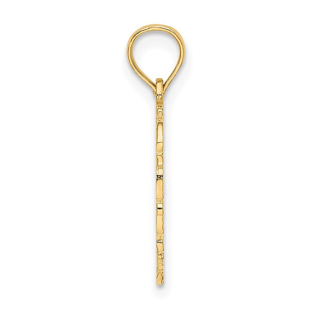 14k Yellow Gold Heart Script Letter D Initial Charm