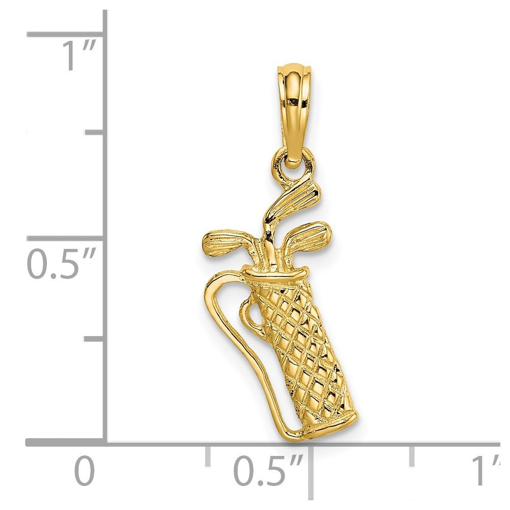 14k Yellow Gold Golf Bag w/ Clubs Charm Pendant