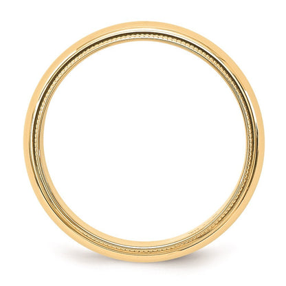 14K Yellow Gold Yellow Gold 5mm Milgrain Half Round Wedding Band Size 5