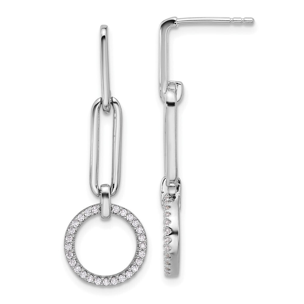 Sterling Silver Rhodium-plated Cubic Zirconia Dangle Post Earrings