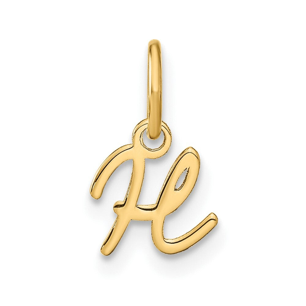 14k Yellow Gold Upper case Letter H Initial Charm Pendant for Women