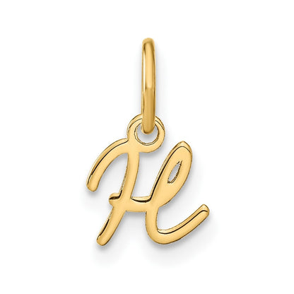 14k Yellow Gold Upper case Letter H Initial Charm Pendant for Women