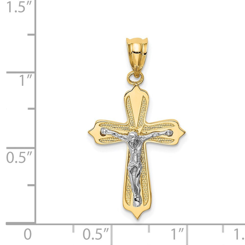 14k Two-tone Gold Crucifix Pendant for Women
