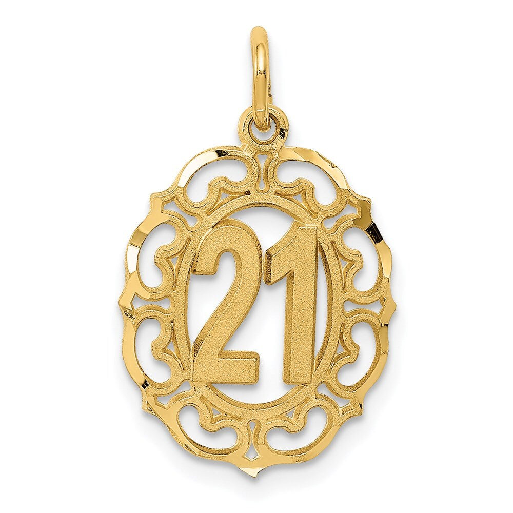 14k Yellow Gold Diamond-cut 21 in Oval Pendant for Women