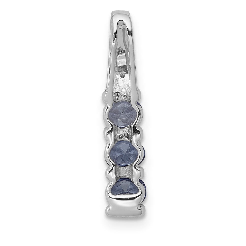 14k White Gold .60 Tanzanite and Diamond Chain Slide Pendant for Women