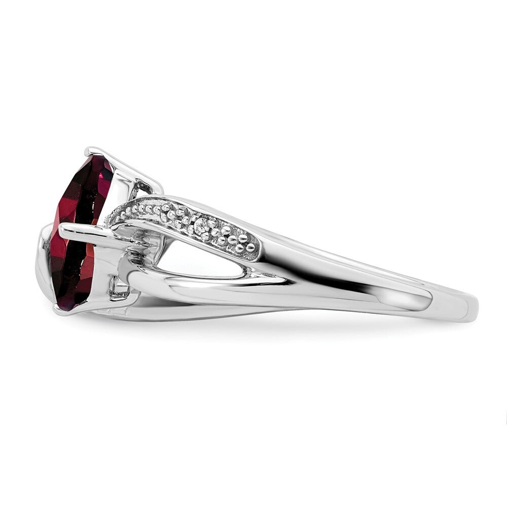 Sterling Silver Rhodium-plated Amethyst and Diamond Ring Size 7
