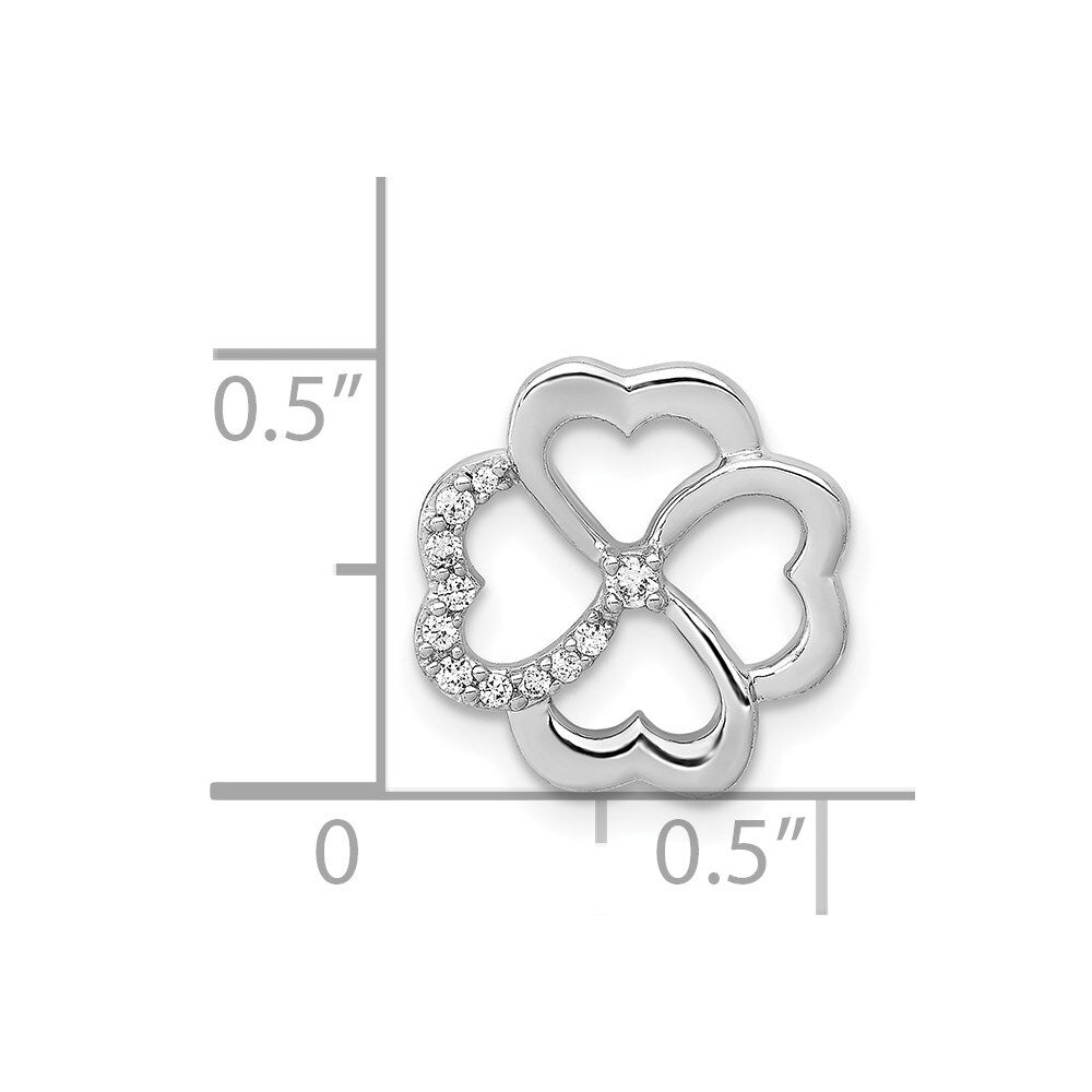 14k White Gold 1/15ct. Diamond Four Leaf Clover Chain Slide Pendant for Women